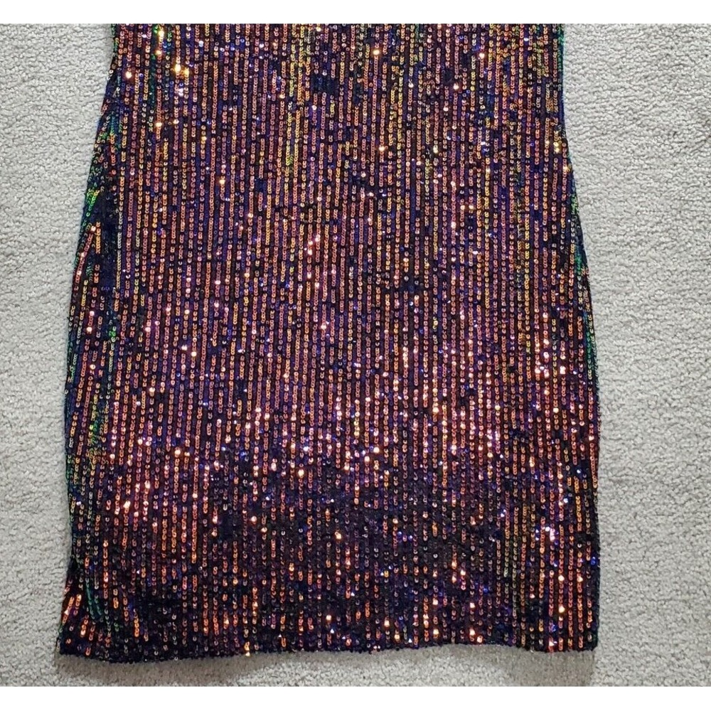 Topshop Mini Dress‎ Women's 10 Multicolor Irredecent  Stretch Sequin Formal - Picture 3 of 10